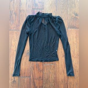 Forever 21 Long Sleeve Sheer Polka Dot Black Top Size S
